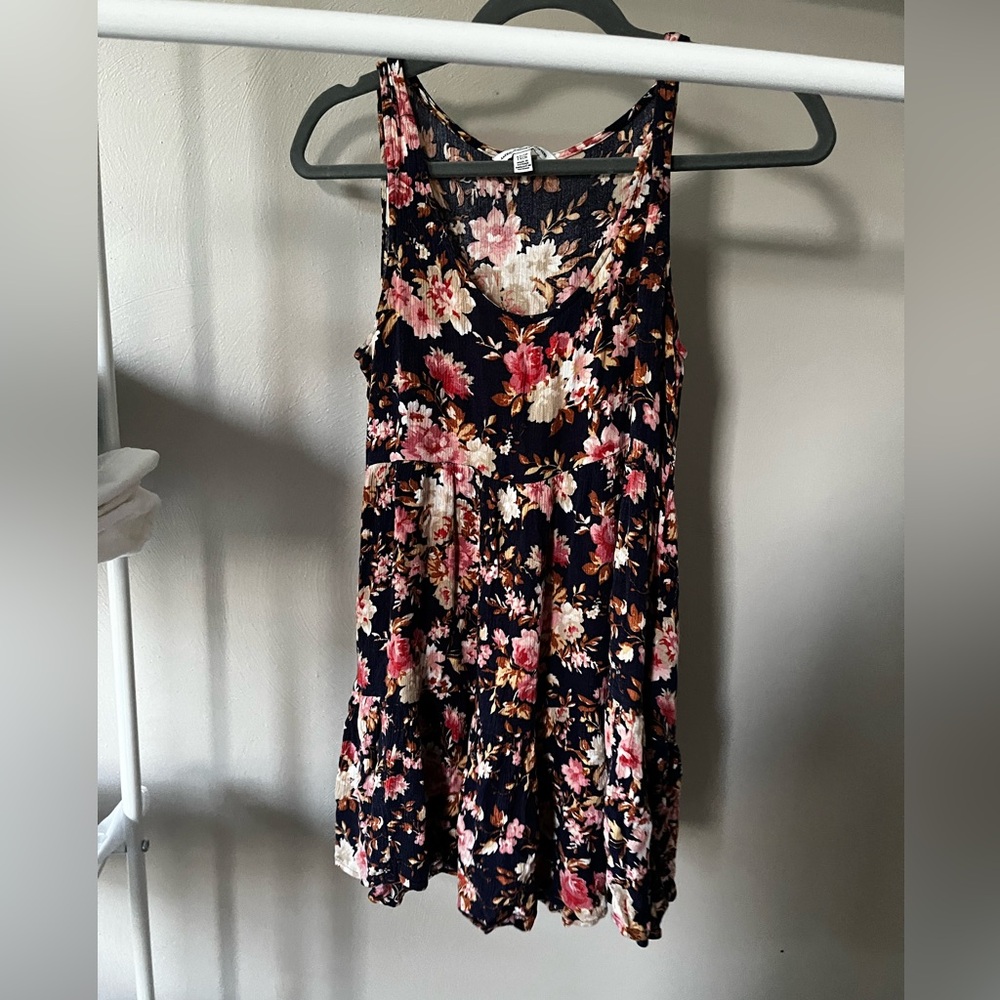 American Eagle navy blue floral dress.
